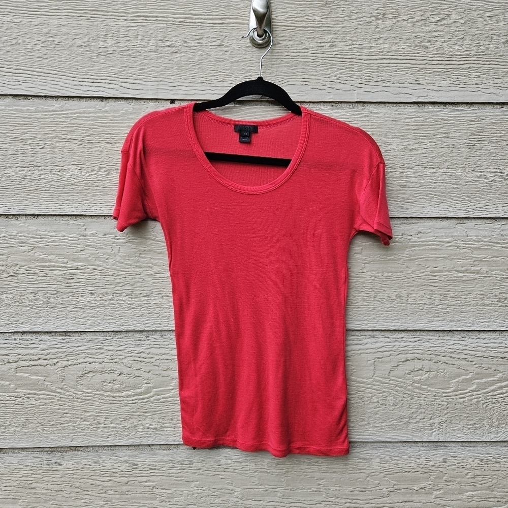 J. Crew Collection red tencel cashmere blend short sleeve shirt XS